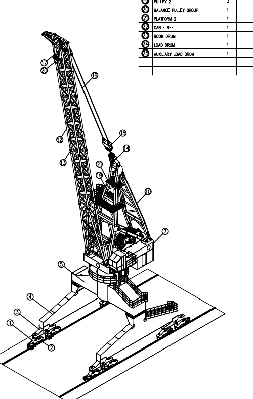 Preliminary general arrangement isometric of the MIZAN PSC-800 portal slewing crane